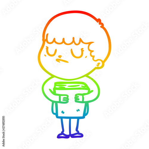rainbow gradient line drawing cartoon grumpy boy