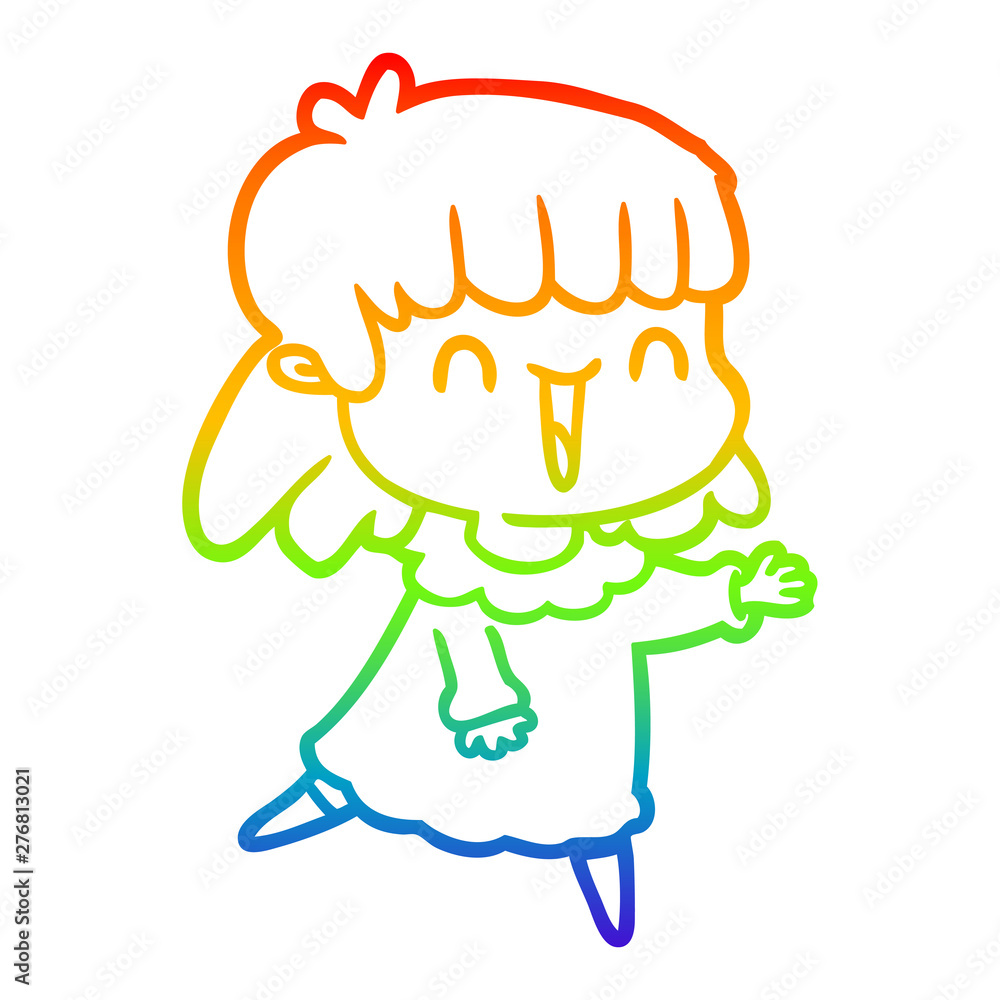 rainbow gradient line drawing cartoon woman rainbow gradient line drawing cartoon woman