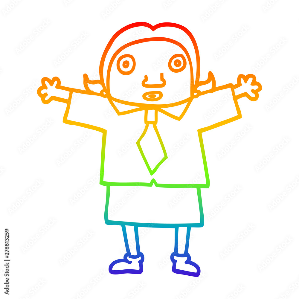 rainbow gradient line drawing cartoon school girl rainbow gradient line drawing cartoon school girl