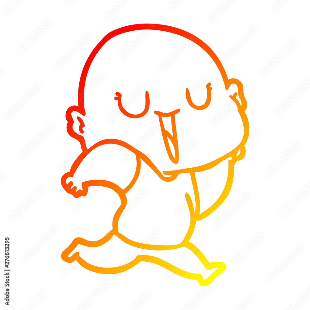 warm gradient line drawing happy cartoon bald man warm gradient line drawing happy cartoon bald man