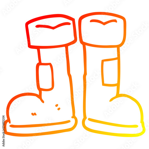 warm gradient line drawing cartoon wellington boot