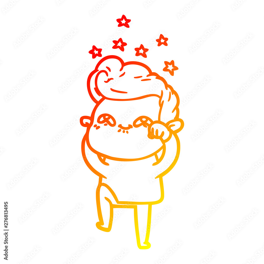 warm gradient line drawing cartoon excited man warm gradient line drawing cartoon excited man