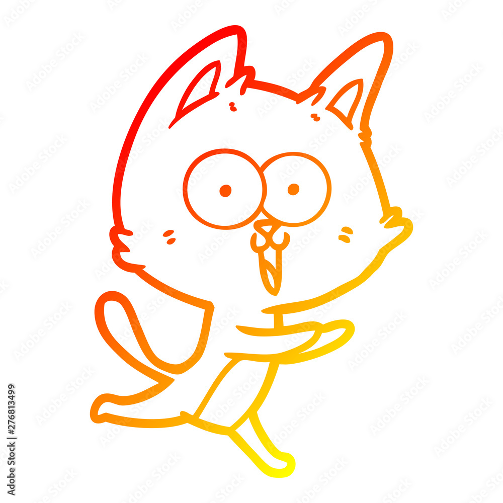 warm gradient line drawing funny cartoon cat warm gradient line drawing funny cartoon cat
