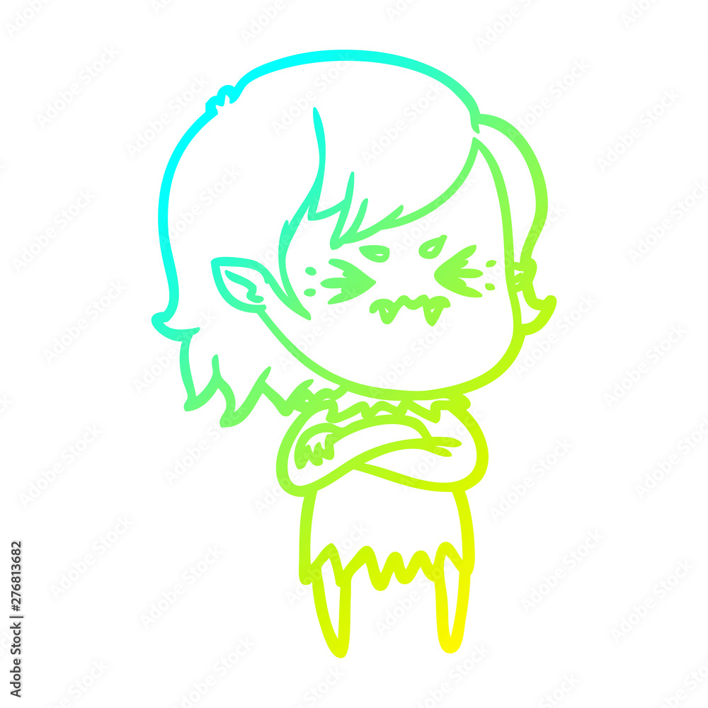 cold gradient line drawing annoyed cartoon vampire girl cold gradient line drawing annoyed cartoon vampire girl
