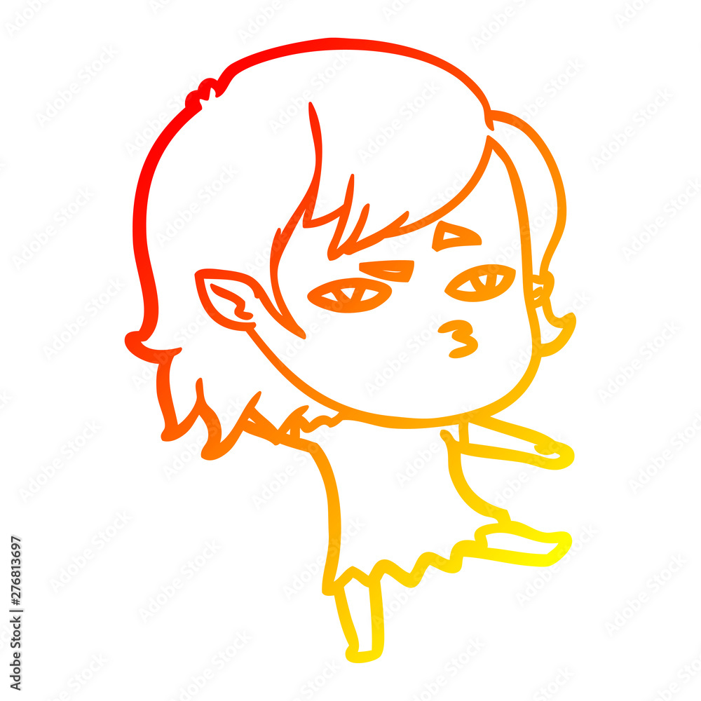 warm gradient line drawing cartoon vampire girl warm gradient line drawing cartoon vampire girl