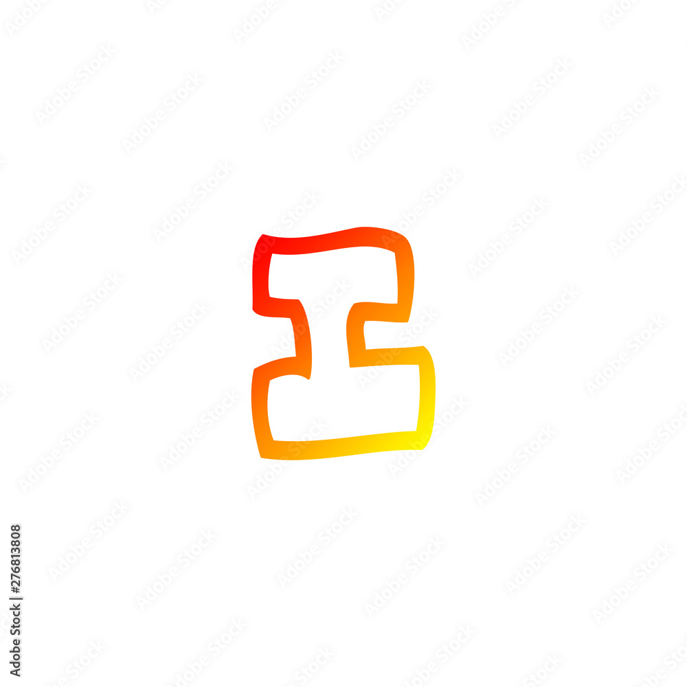 warm gradient line drawing cartoon letter i warm gradient line drawing cartoon letter i