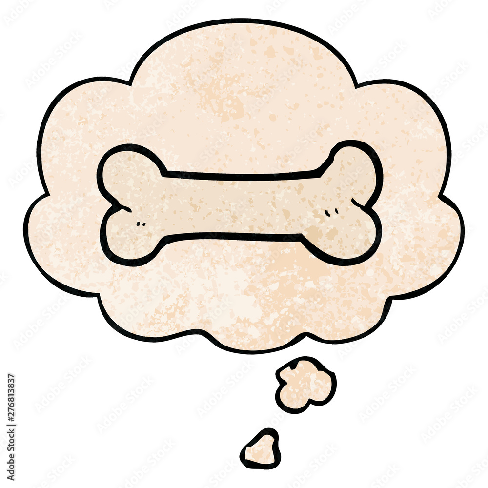 cartoon bone and thought bubble in grunge texture pattern style cartoon bone and thought bubble in grunge texture pattern style