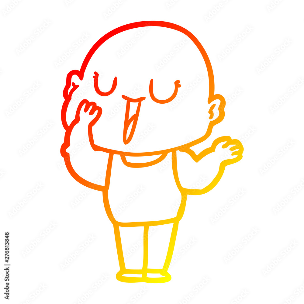 warm gradient line drawing happy cartoon bald man yawning warm gradient line drawing happy cartoon bald man yawning