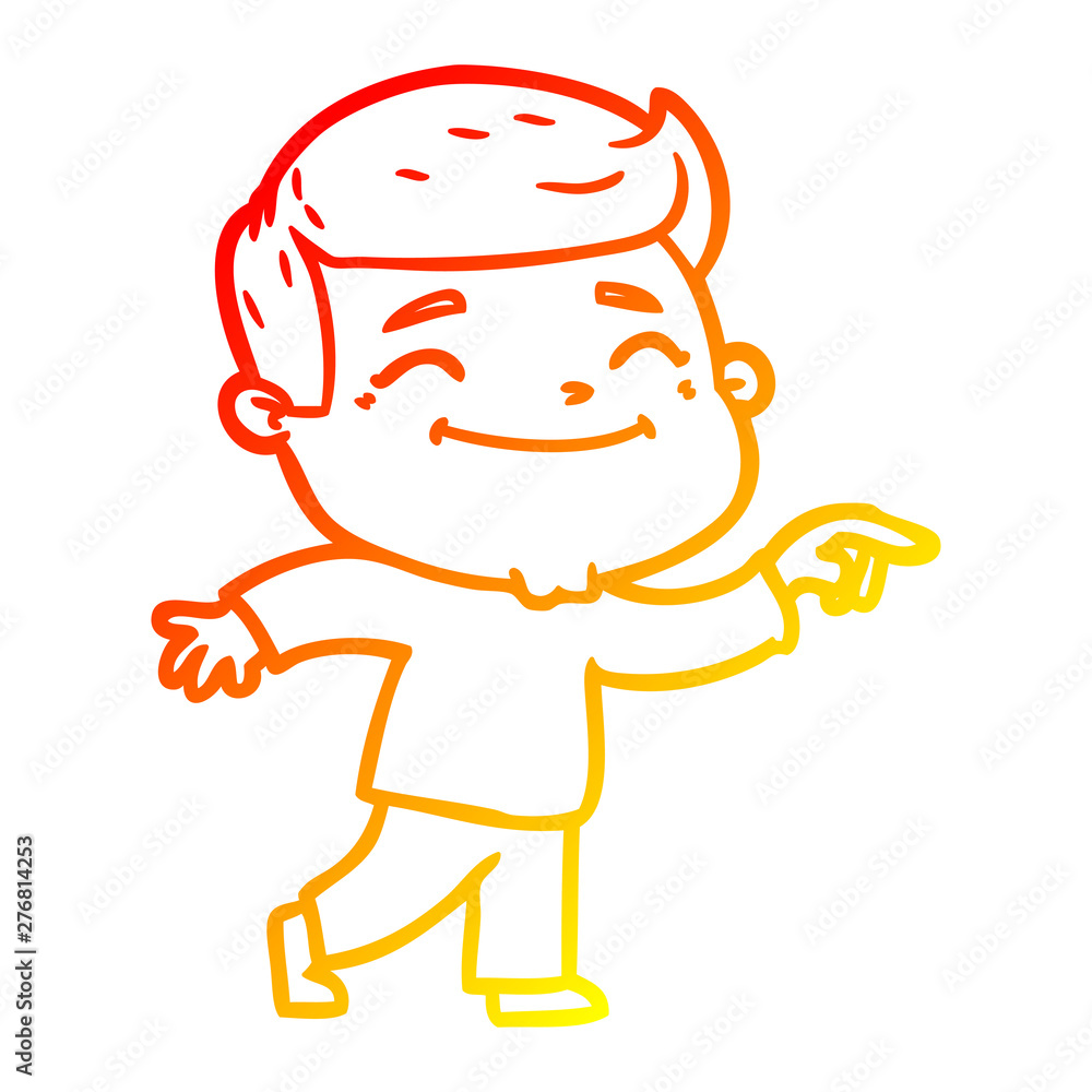 warm gradient line drawing happy cartoon man warm gradient line drawing happy cartoon man