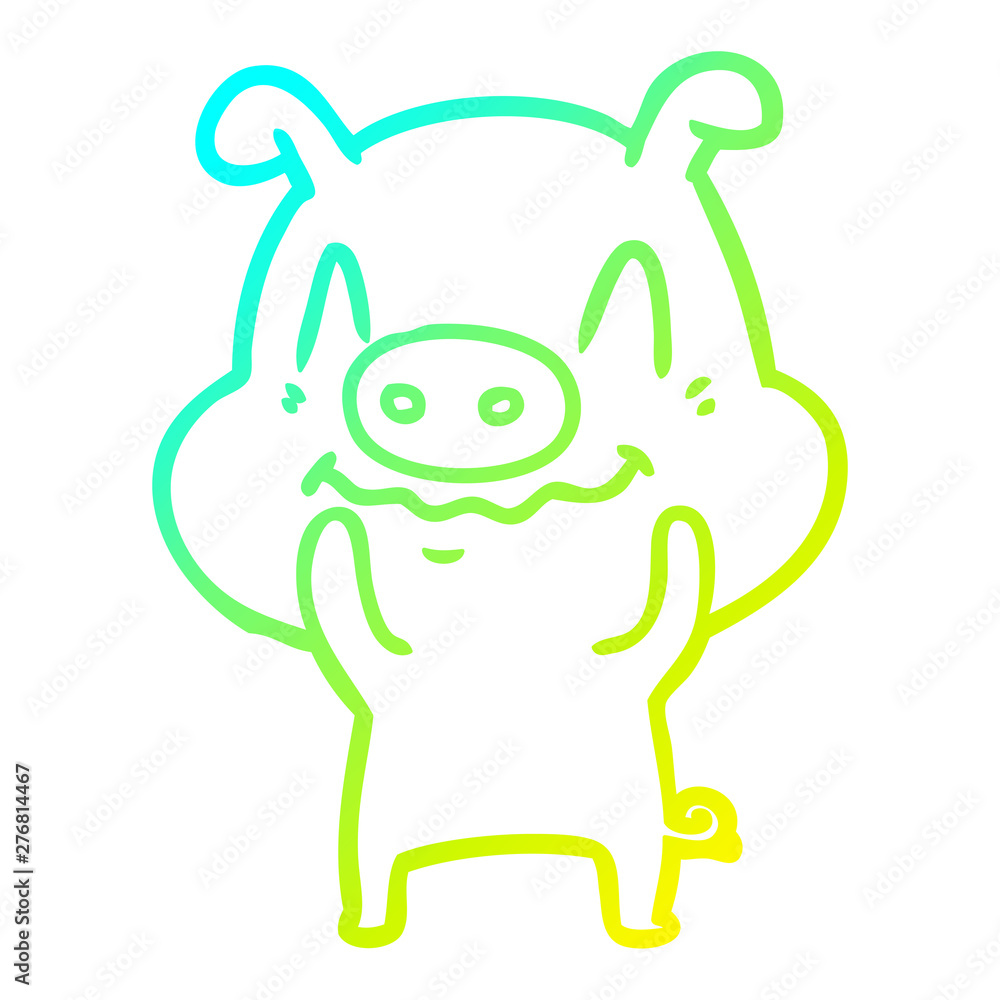 cold gradient line drawing nervous cartoon pig cold gradient line drawing nervous cartoon pig