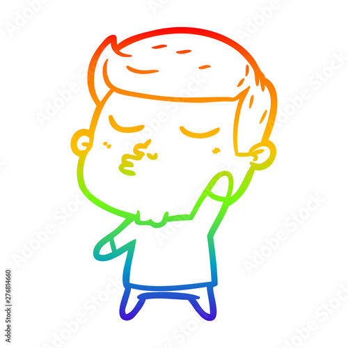rainbow gradient line drawing cartoon model guy pouting