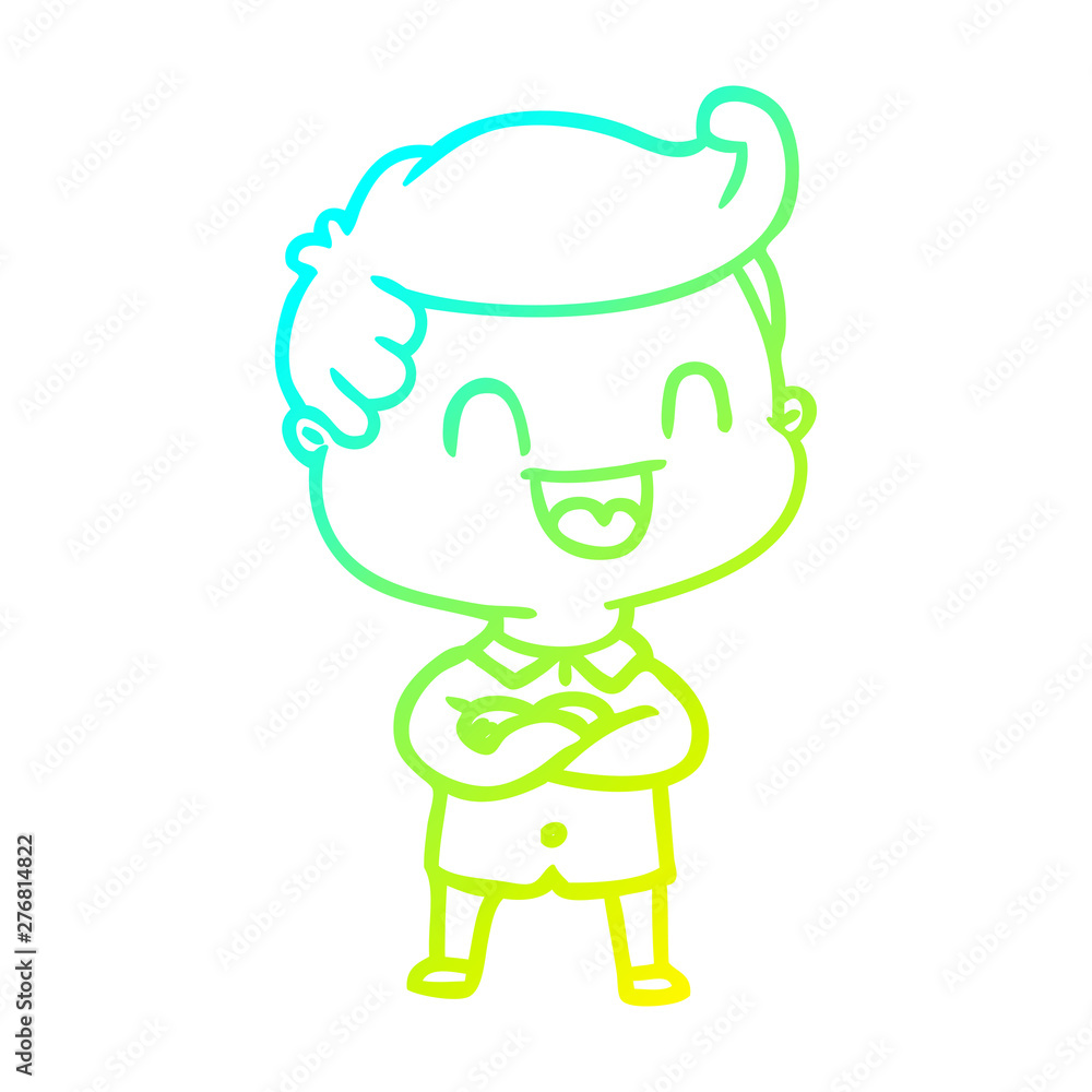 cold gradient line drawing cartoon happy man cold gradient line drawing cartoon happy man