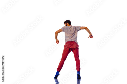 Teenager dancing break dance in action isolated on white © qunica.com