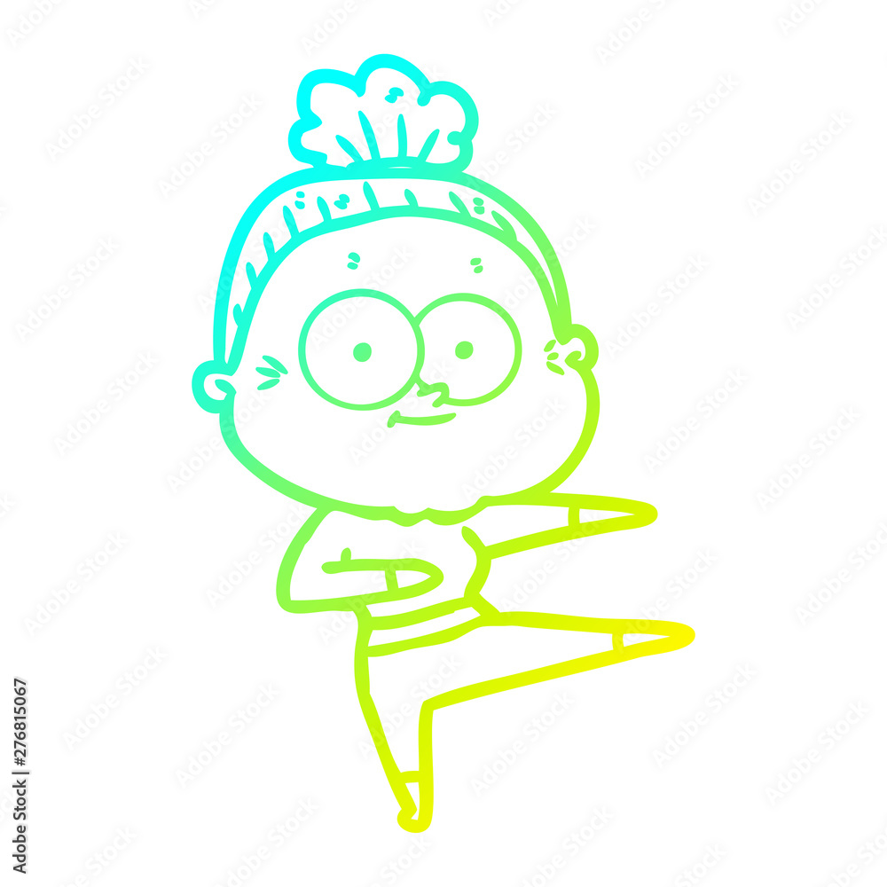 cold gradient line drawing cartoon happy old woman cold gradient line drawing cartoon happy old woman