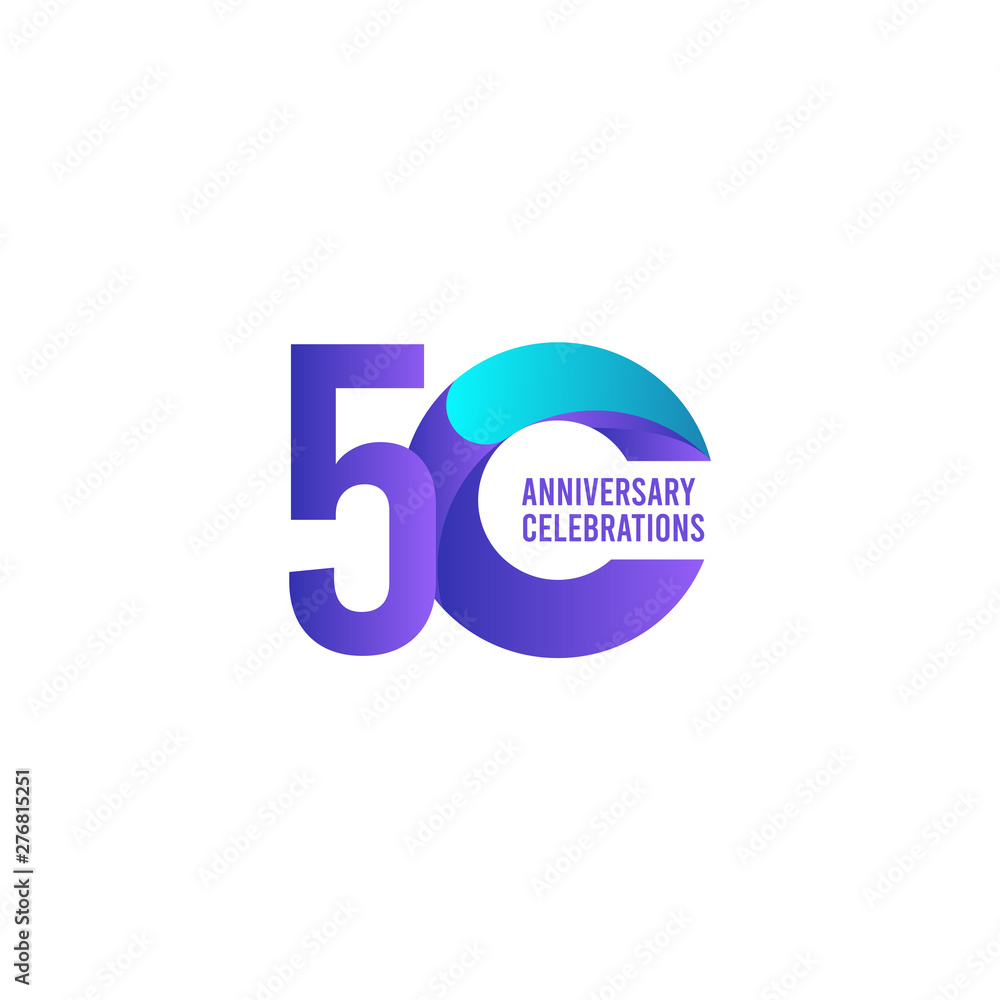 50 Years Anniversary Celebration, Purple and Blue Gradient Vector Template Design Illustration 50 Years Anniversary Celebration, Purple and Blue Gradient Vector Template Design Illustration