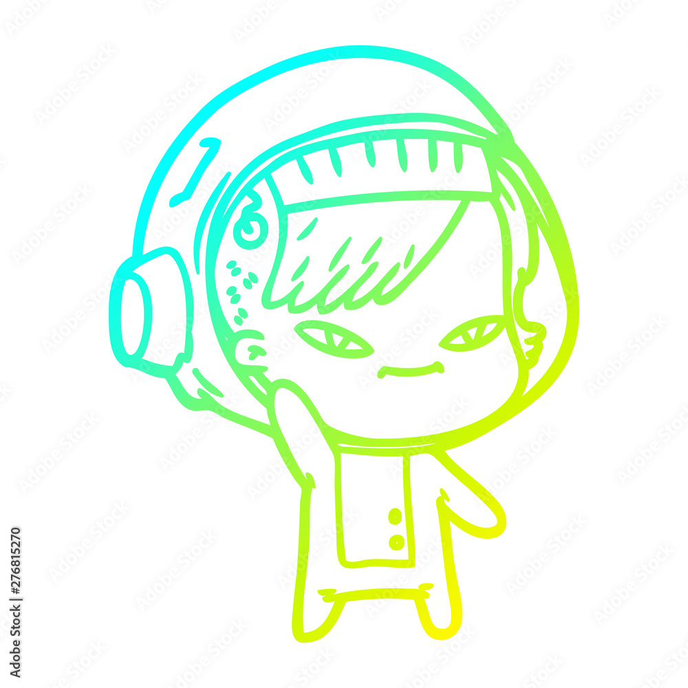 cold gradient line drawing cartoon astronaut woman cold gradient line drawing cartoon astronaut woman