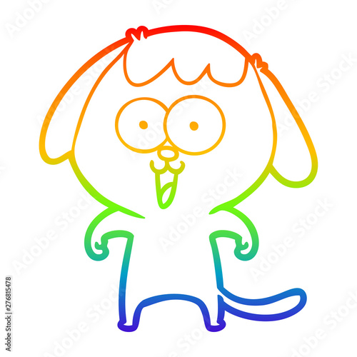 rainbow gradient line drawing cute cartoon dog