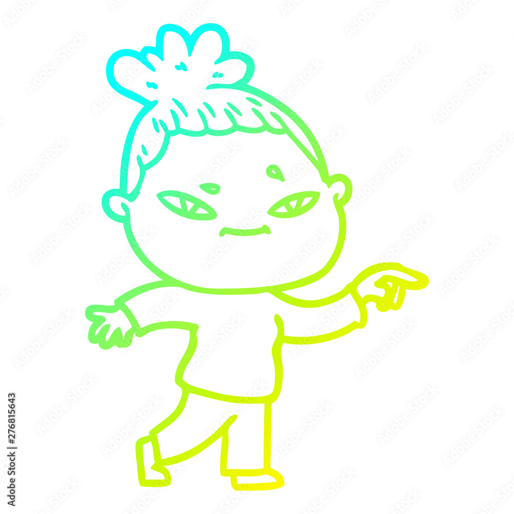 cold gradient line drawing cartoon woman cold gradient line drawing cartoon woman