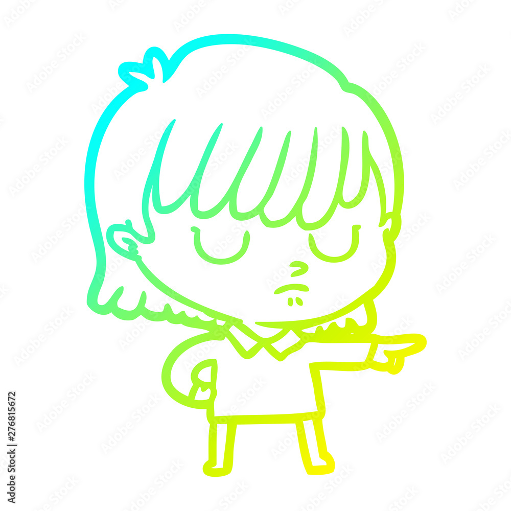 cold gradient line drawing cartoon woman cold gradient line drawing cartoon woman