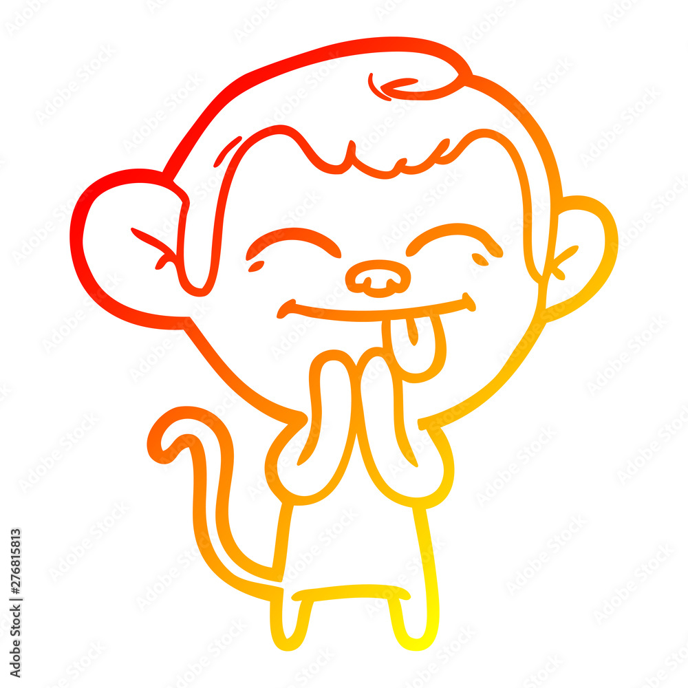 warm gradient line drawing funny cartoon monkey warm gradient line drawing funny cartoon monkey
