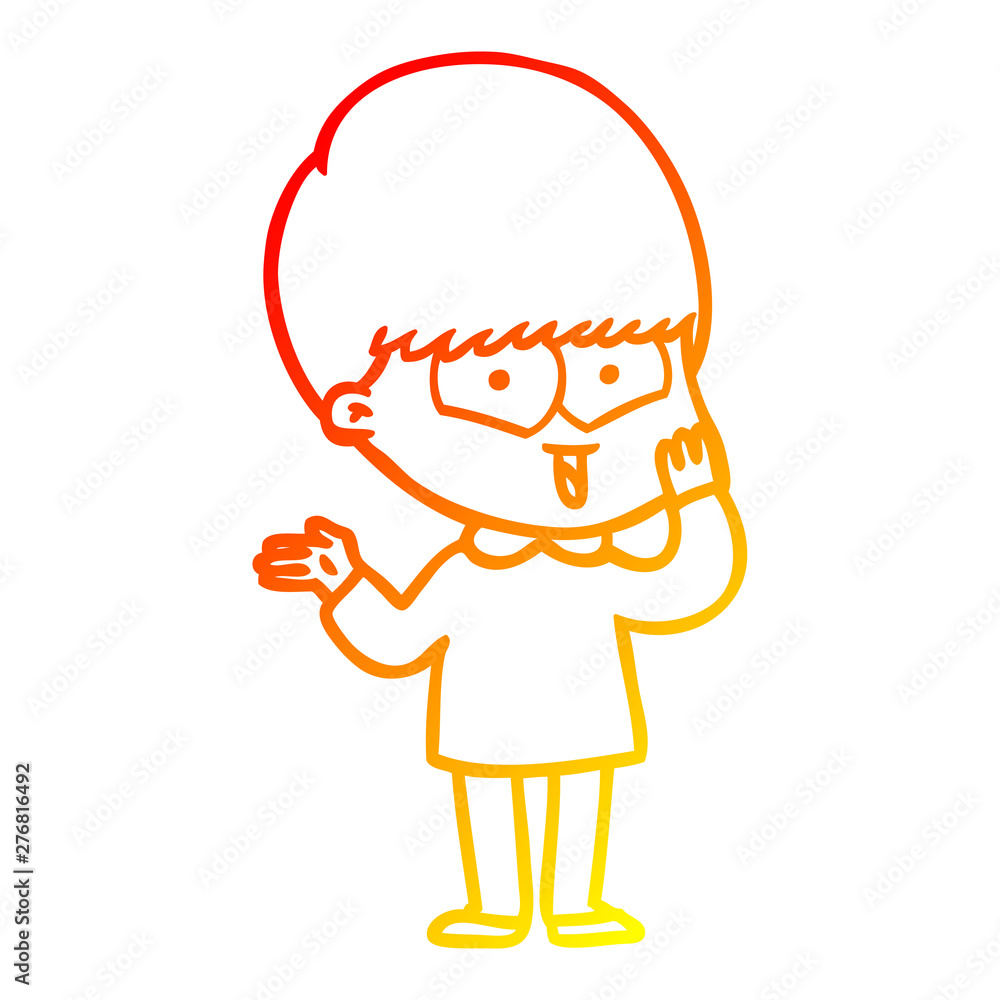 warm gradient line drawing cartoon happy boy warm gradient line drawing cartoon happy boy