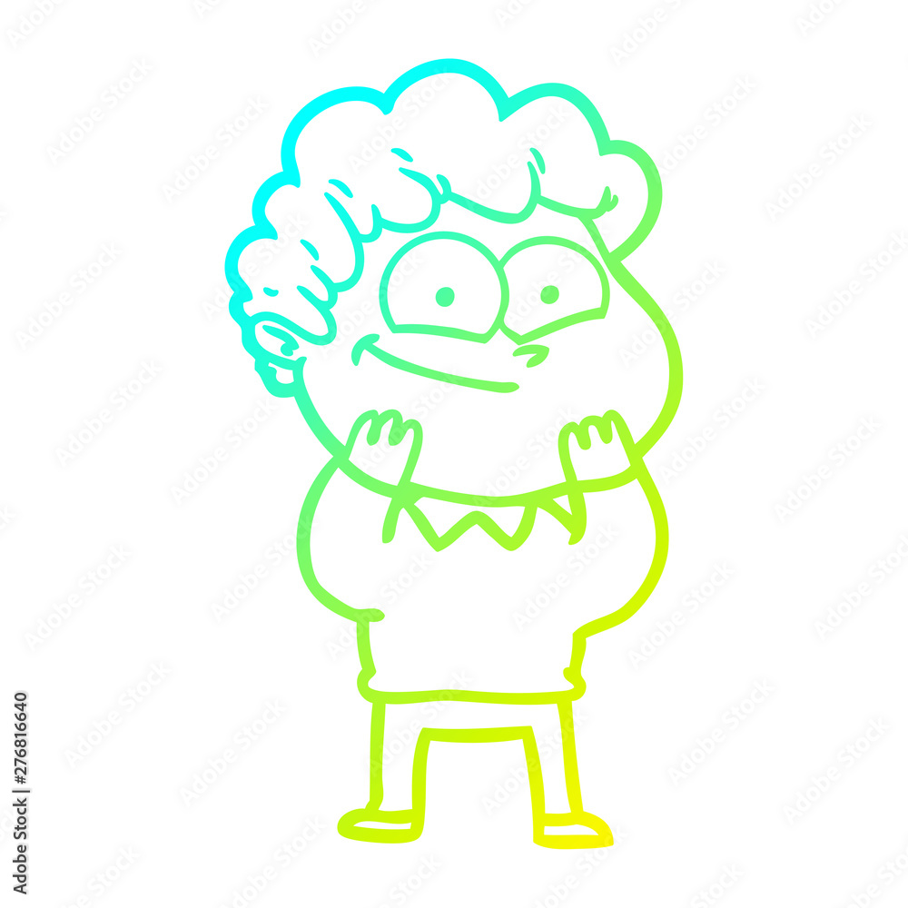 cold gradient line drawing cartoon happy man cold gradient line drawing cartoon happy man