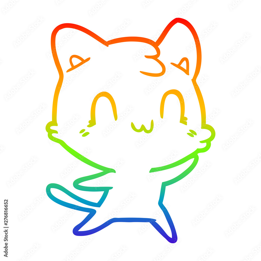 rainbow gradient line drawing cartoon happy cat rainbow gradient line drawing cartoon happy cat