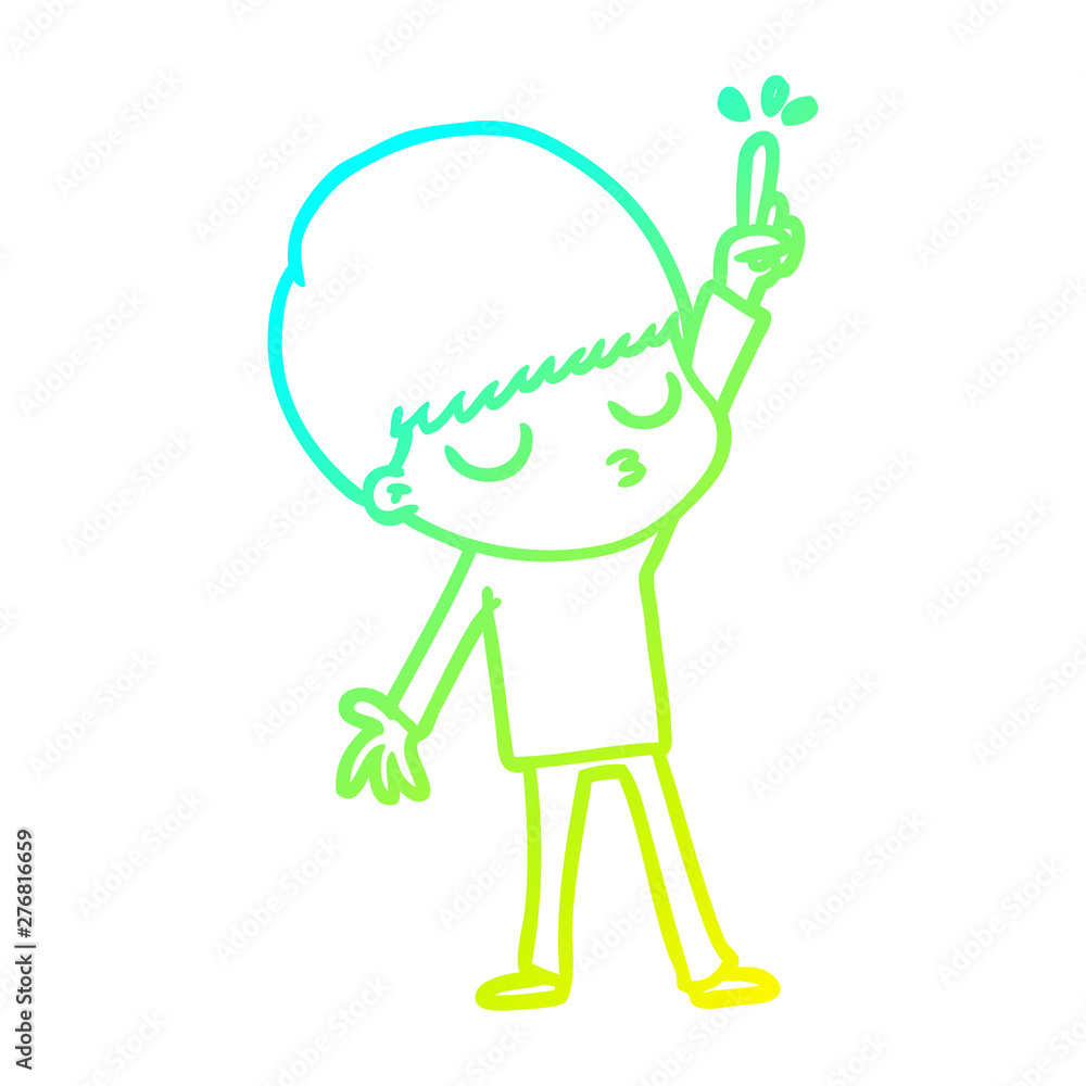 cold gradient line drawing cartoon calm boy cold gradient line drawing cartoon calm boy