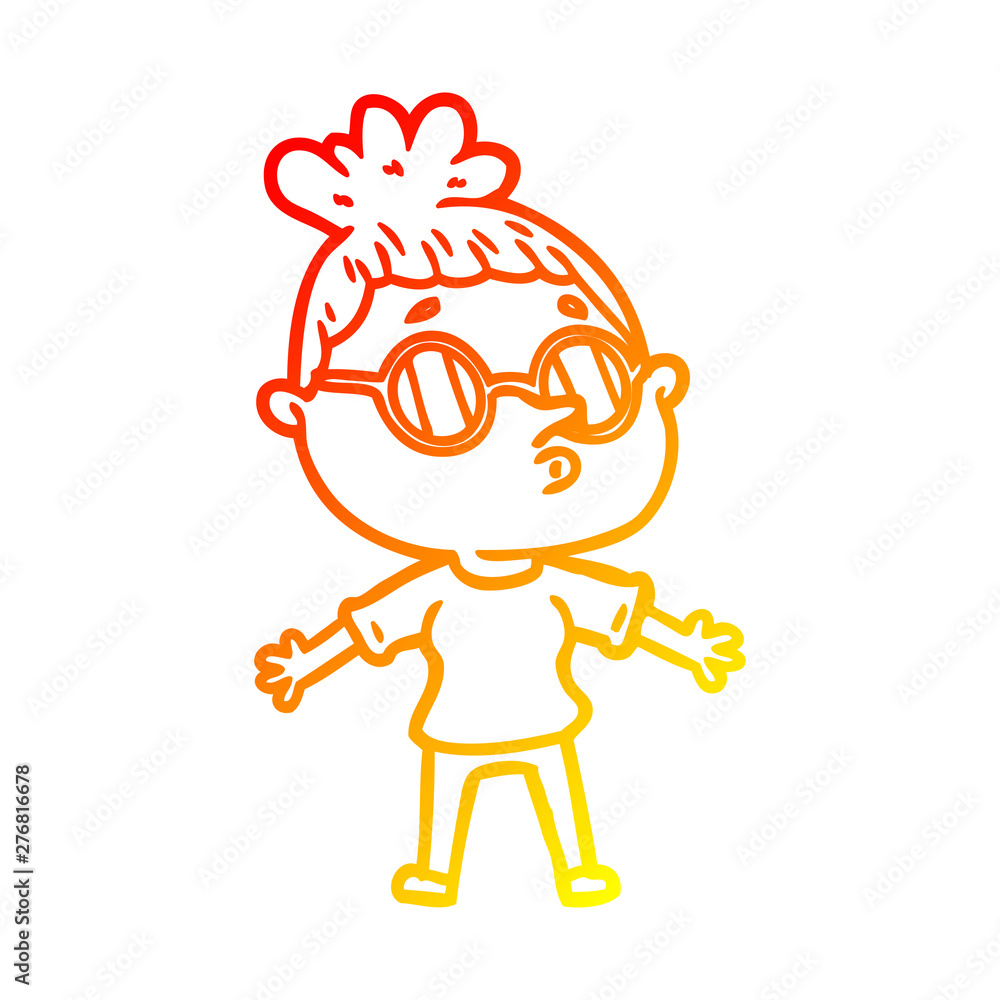 warm gradient line drawing cartoon woman wearing sunglasses warm gradient line drawing cartoon woman wearing sunglasses