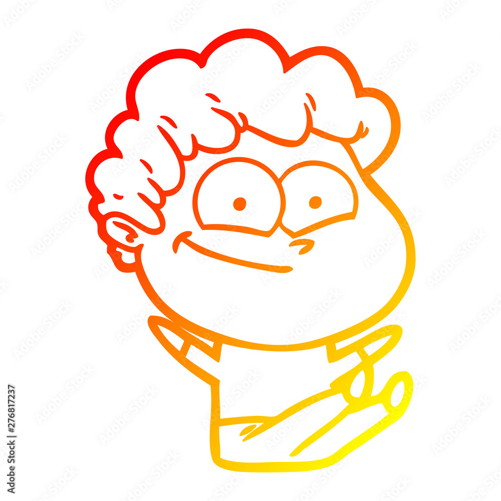 Obraz premium warm gradient line drawing cartoon happy man