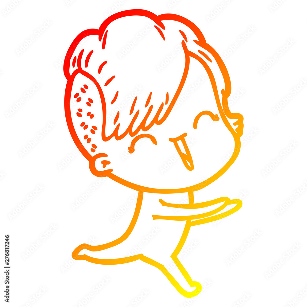 warm gradient line drawing cartoon happy hipster girl warm gradient line drawing cartoon happy hipster girl
