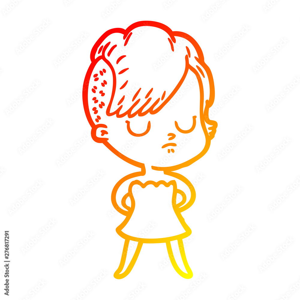 Fototapeta premium warm gradient line drawing cartoon woman