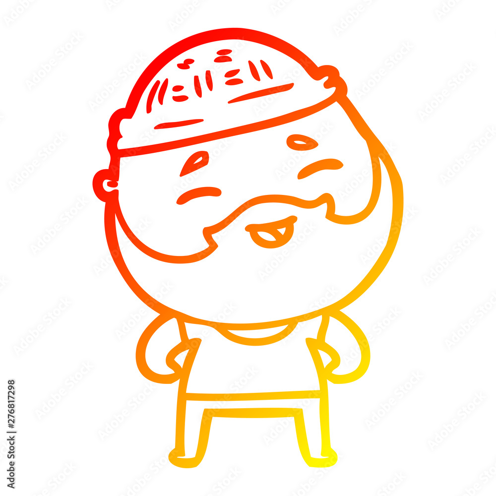 warm gradient line drawing cartoon happy bearded man warm gradient line drawing cartoon happy bearded man