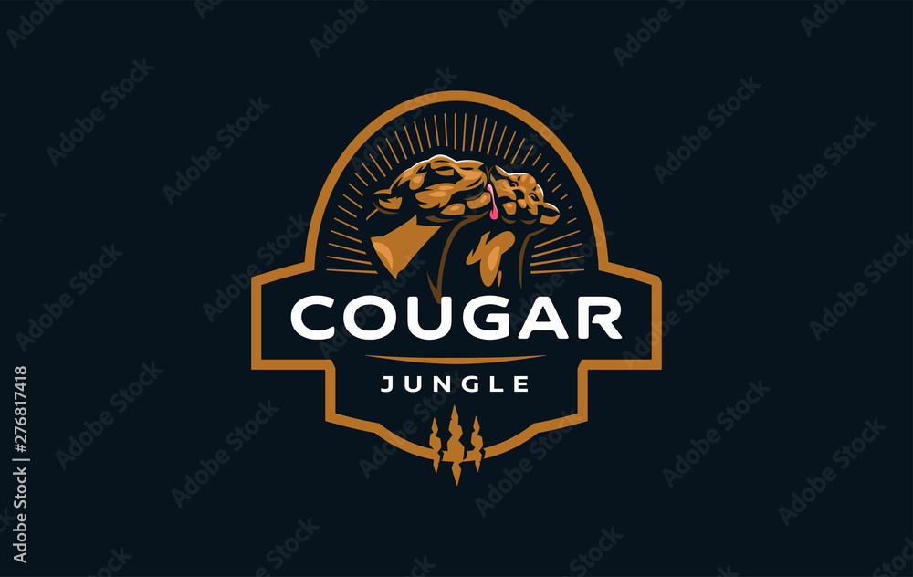 Fototapeta premium Wild cat licks its cub.