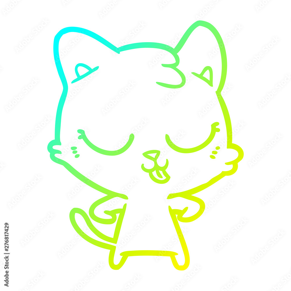 cold gradient line drawing happy cartoon cat cold gradient line drawing happy cartoon cat