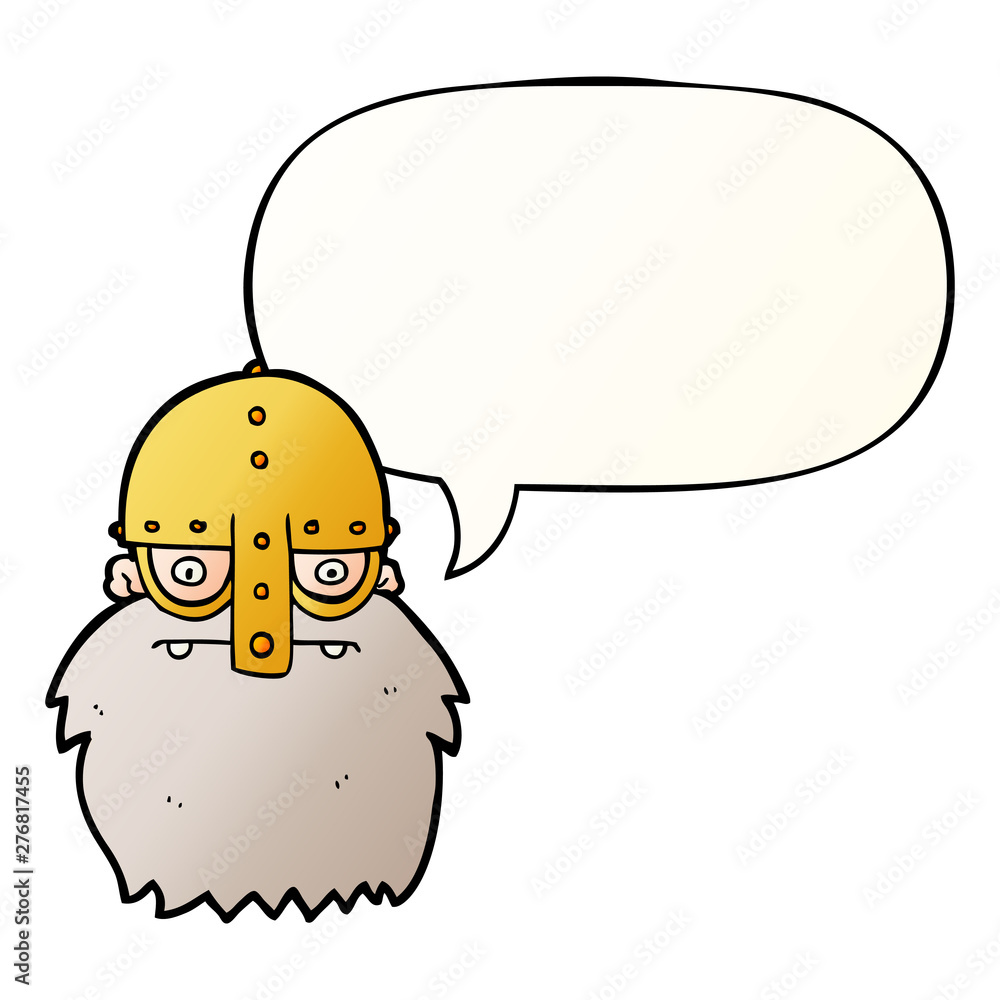 cartoon viking face and speech bubble in smooth gradient style cartoon viking face and speech bubble in smooth gradient style