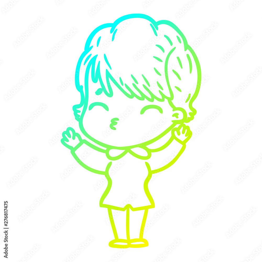 cold gradient line drawing cartoon woman thinking cold gradient line drawing cartoon woman thinking