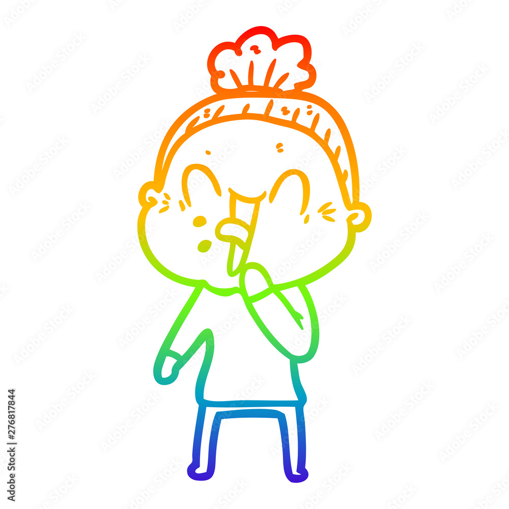 rainbow gradient line drawing cartoon happy old woman rainbow gradient line drawing cartoon happy old woman