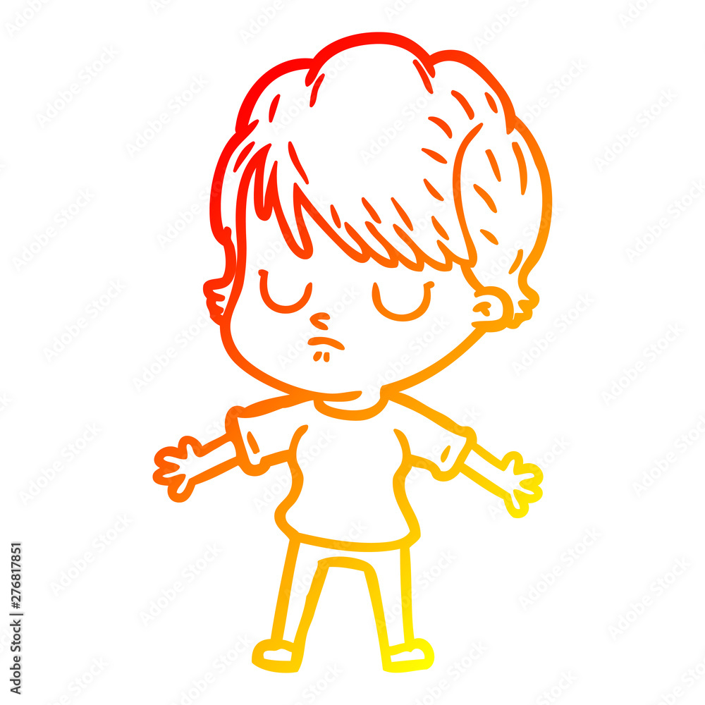warm gradient line drawing cartoon woman warm gradient line drawing cartoon woman