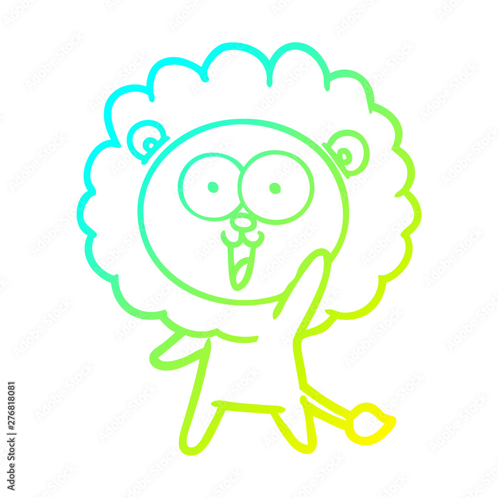 cold gradient line drawing happy cartoon lion cold gradient line drawing happy cartoon lion