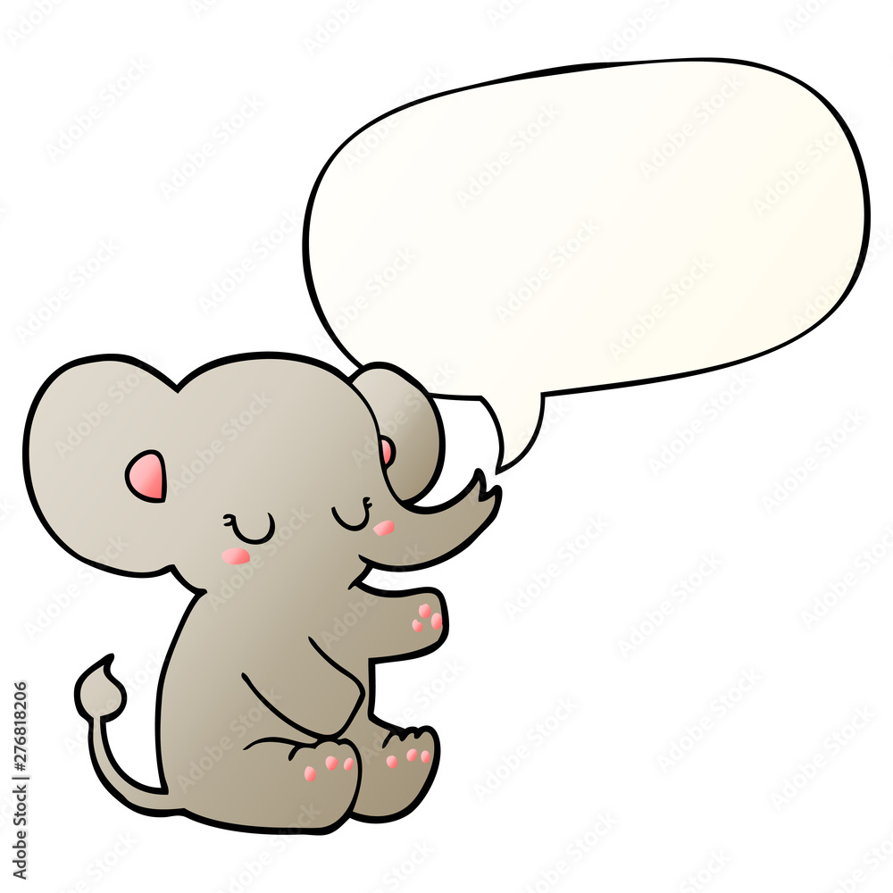 cartoon elephant and speech bubble in smooth gradient style cartoon elephant and speech bubble in smooth gradient style