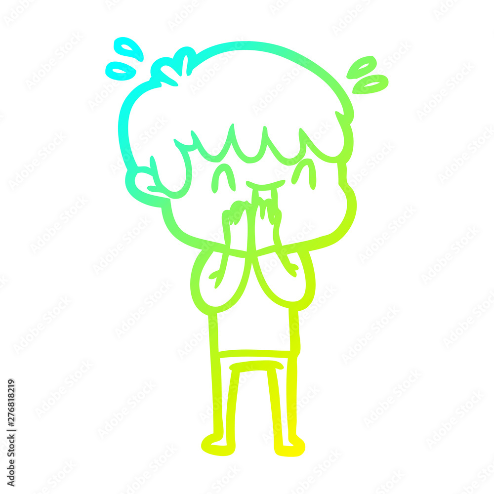 cold gradient line drawing cartoon laughing boy cold gradient line drawing cartoon laughing boy