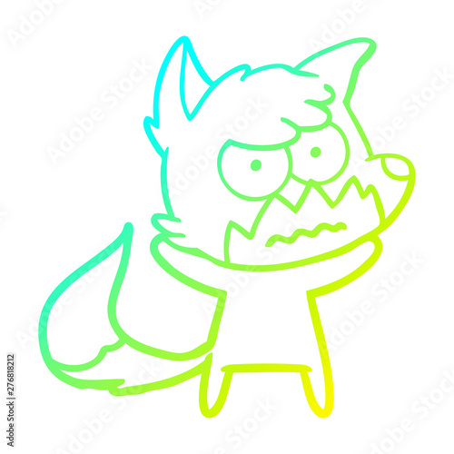 cold gradient line drawing cartoon annoyed fox