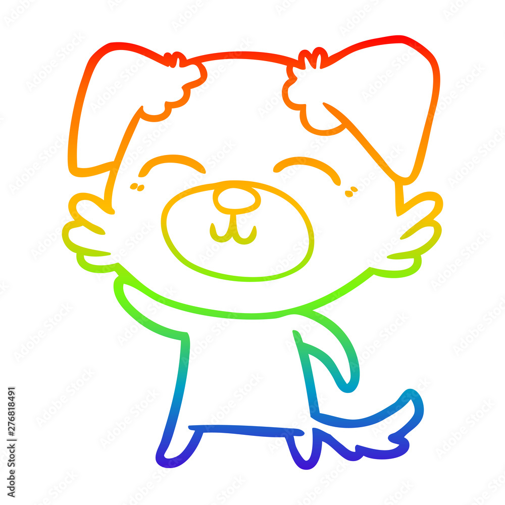 Fototapeta premium rainbow gradient line drawing cartoon dog