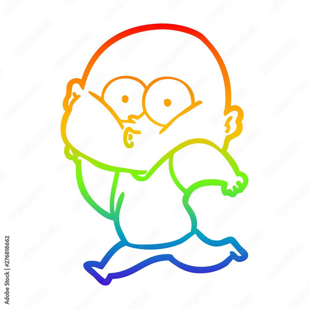 rainbow gradient line drawing cartoon bald man staring rainbow gradient line drawing cartoon bald man staring