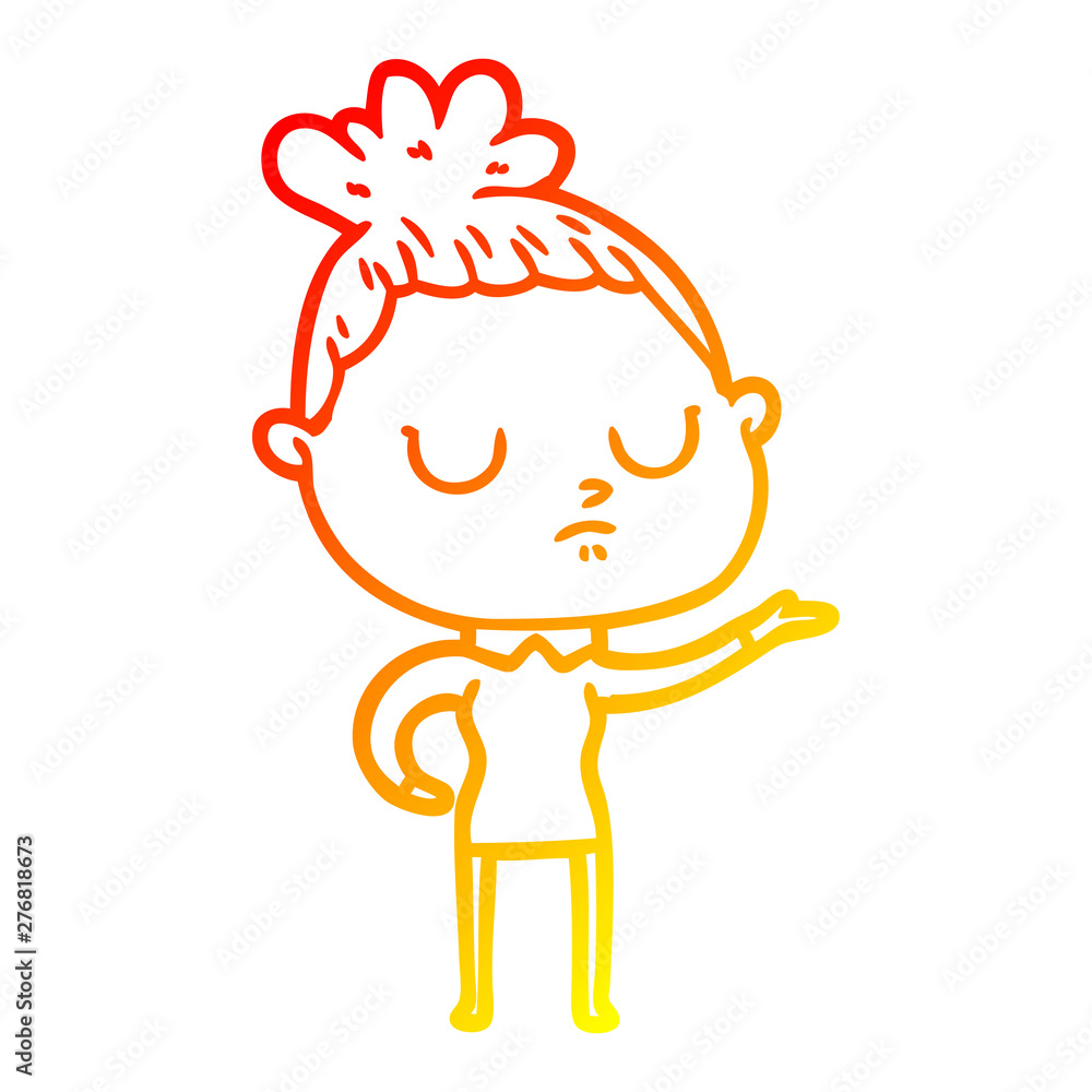 warm gradient line drawing cartoon calm woman warm gradient line drawing cartoon calm woman