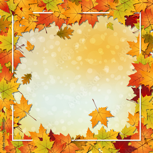 Autumn style vector background with fallen colorful leaves