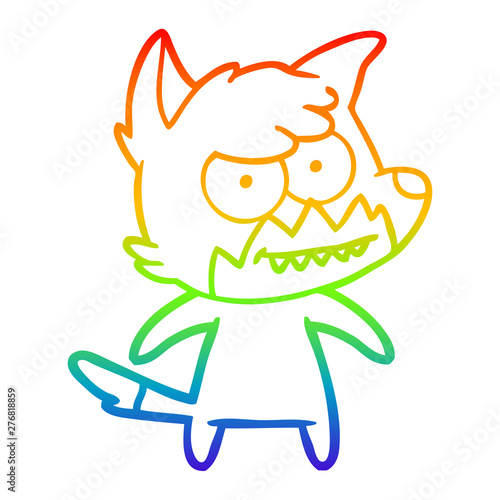rainbow gradient line drawing cartoon grinning fox