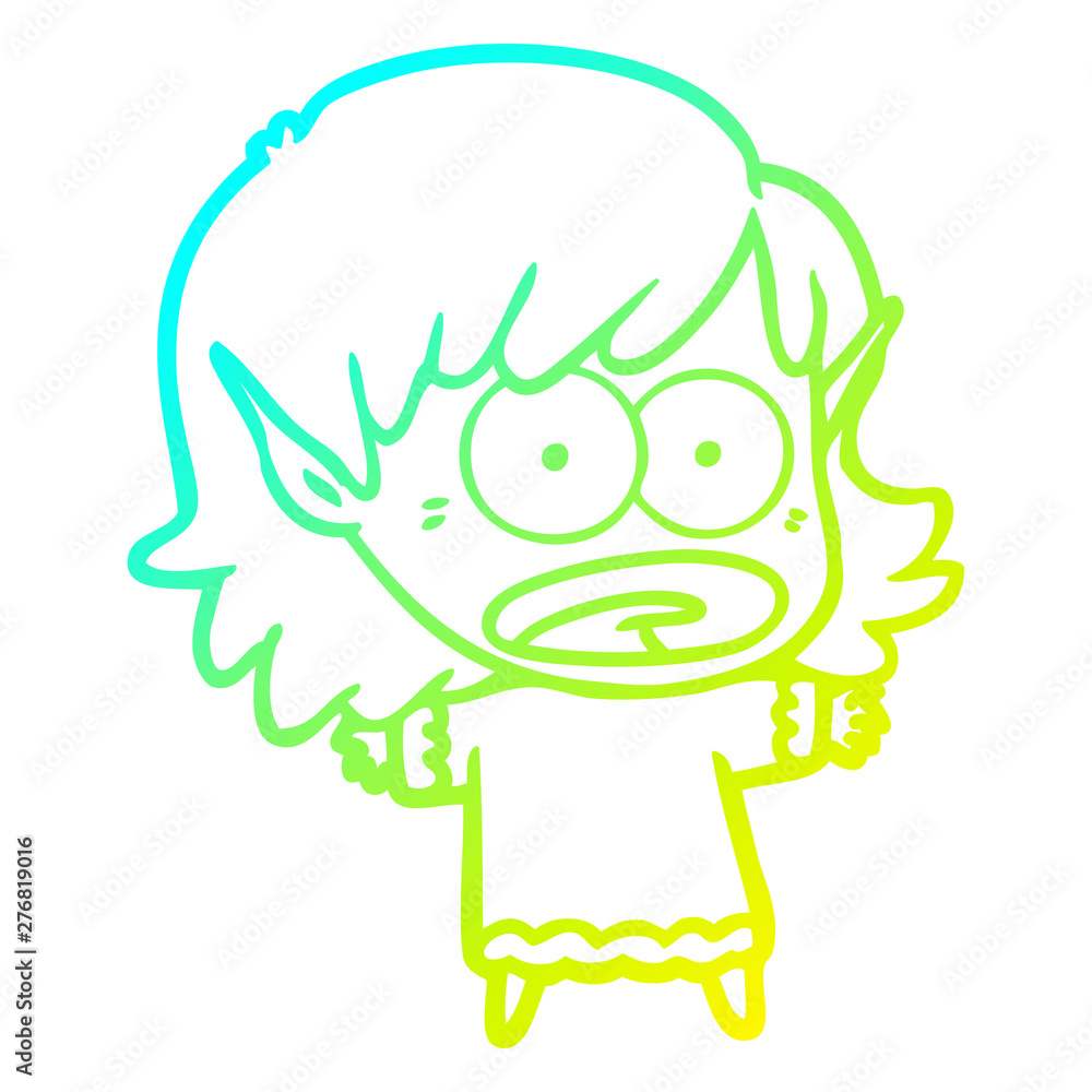 cold gradient line drawing cartoon shocked elf girl cold gradient line drawing cartoon shocked elf girl