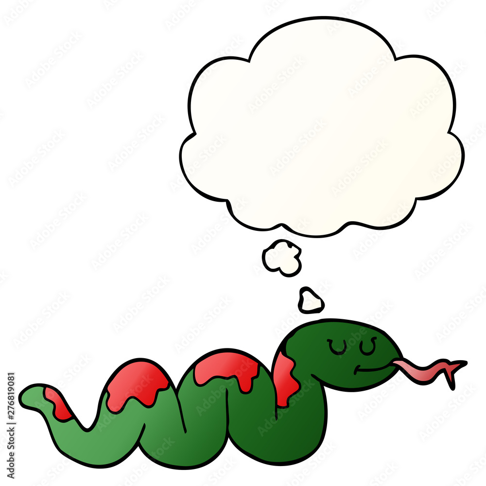 cartoon snake and thought bubble in smooth gradient style cartoon snake and thought bubble in smooth gradient style